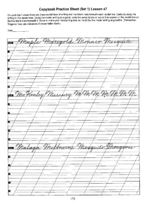 sample exercise from the art of cursive penmanship